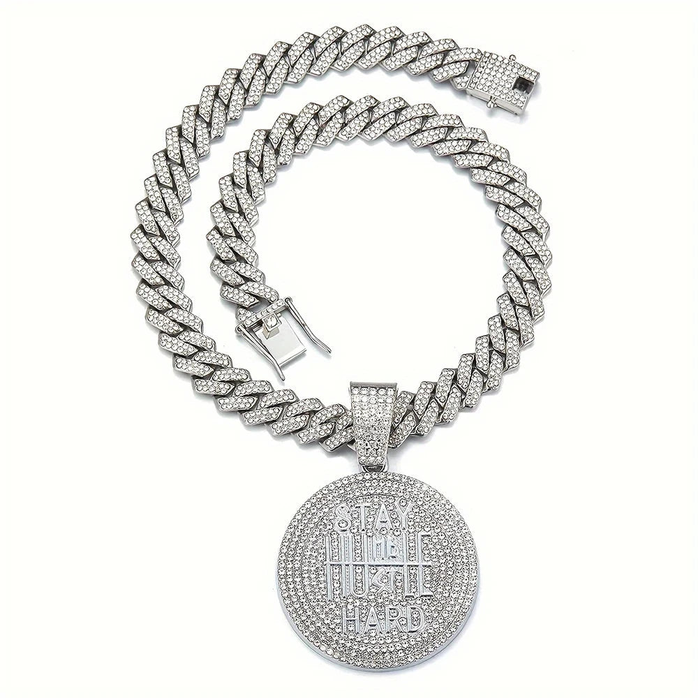 Men Women Hip Hop STAY HARD Pendant Necklace with 13mm Cuban Chain HipHop Iced Out Bling Necklaces Fashion Charm Jewelry USA - AMULET RING STORE