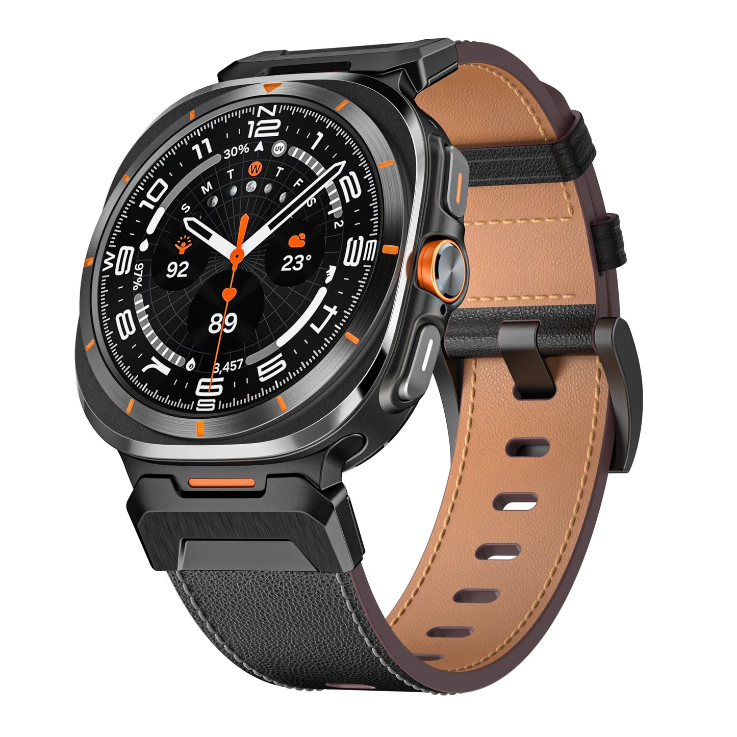 Metal+Leather Strap for Samsung Galaxy Watch Ultra 47mm Stainless Steel Business Bracelet Belt Galaxy Watch 8-7 Ultra 47mm Band