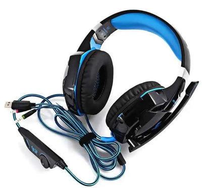 EACH G2000 Gaming Headset Deep Bass Stereo Game Headphone with Microphone LED Light for PC Laptop PS4+Gaming Mouse+Mice Pad