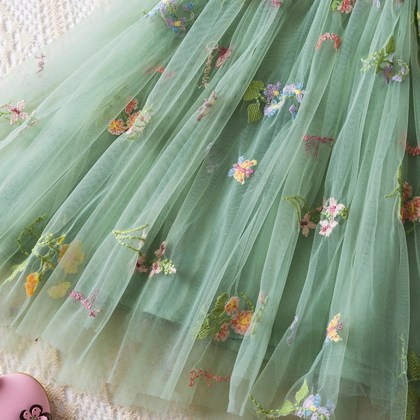 Delicate Party Prom Evening Dress Colorful Flower Embroidery Dresses Fashion Butterfly Princess Dress Birthday Princess Clothes