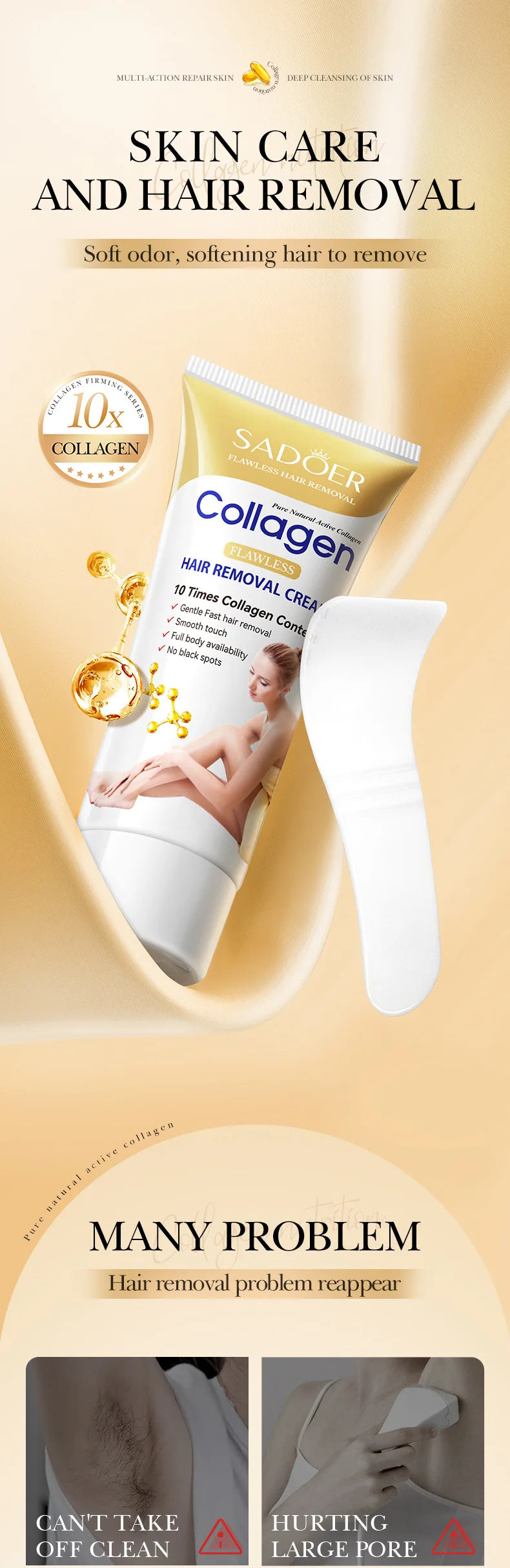 Fast Hair Removal Cream Painless Hair Growth Inhibitor Arm Armpit Legs Permanent Depilatory for Men Women Beauty Body Care 60g - AMULET RING STORE