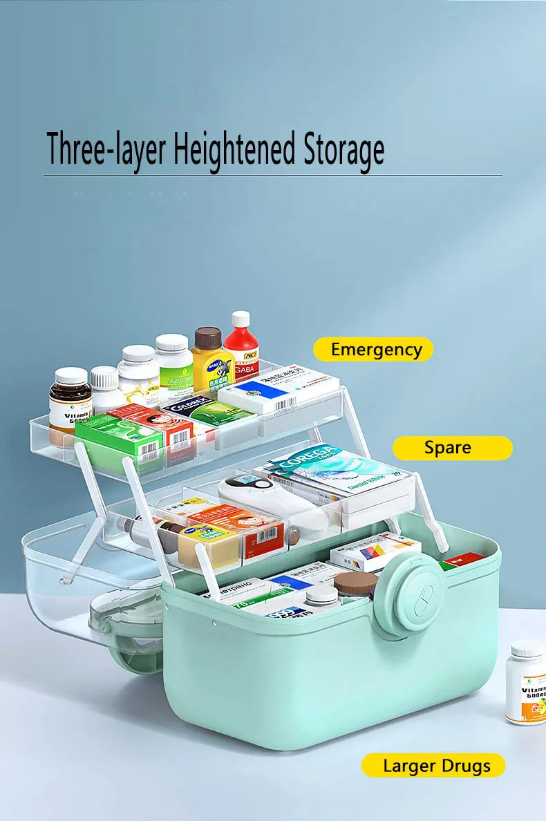 Large Capacity Family Medicine Organizer Box Portable First Aid Kit Medicine Storage Boxes Organizers Plastic Organizing Home - AMULET RING STORE