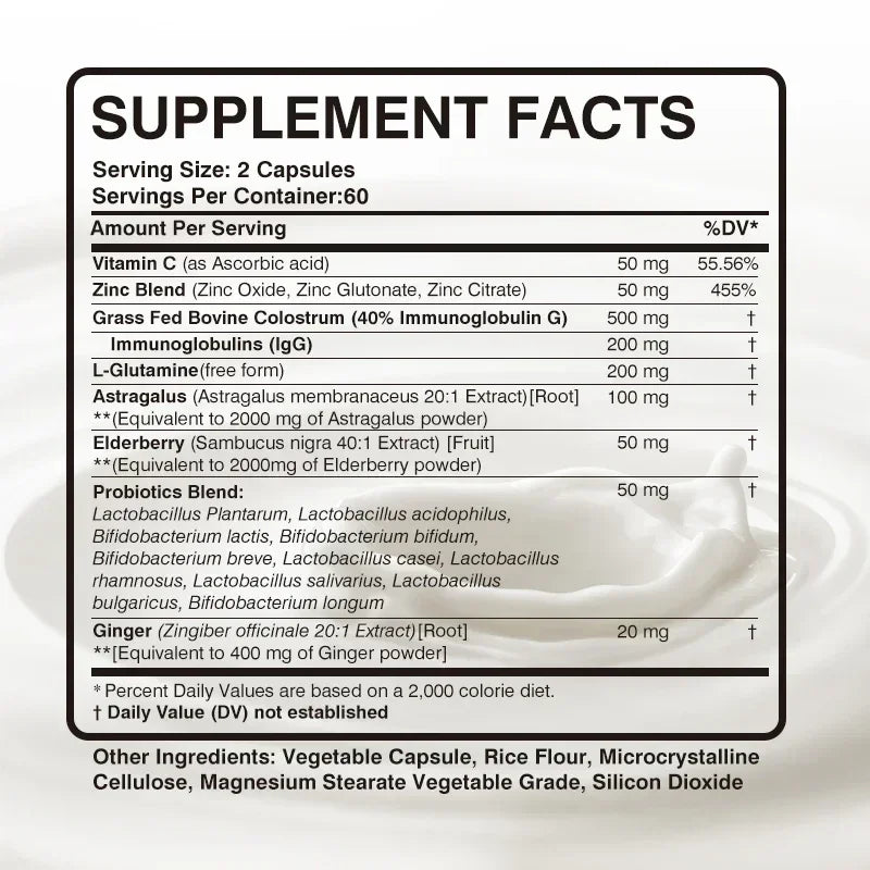 Colostrum Capsules - 40% LgG - Support Intestinal and Digestive Health, Hair, Nails, Skin and Muscle Health - AMULET RING STORE