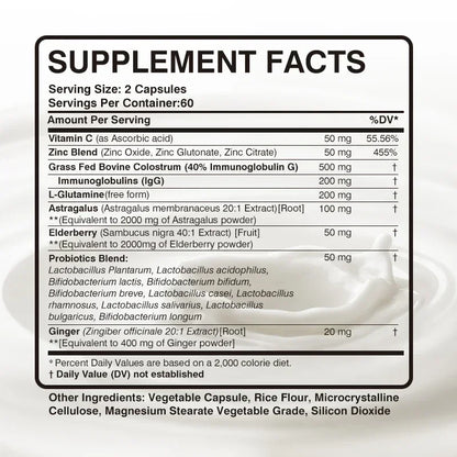 Colostrum Capsules - 40% LgG - Support Intestinal and Digestive Health, Hair, Nails, Skin and Muscle Health - AMULET RING STORE