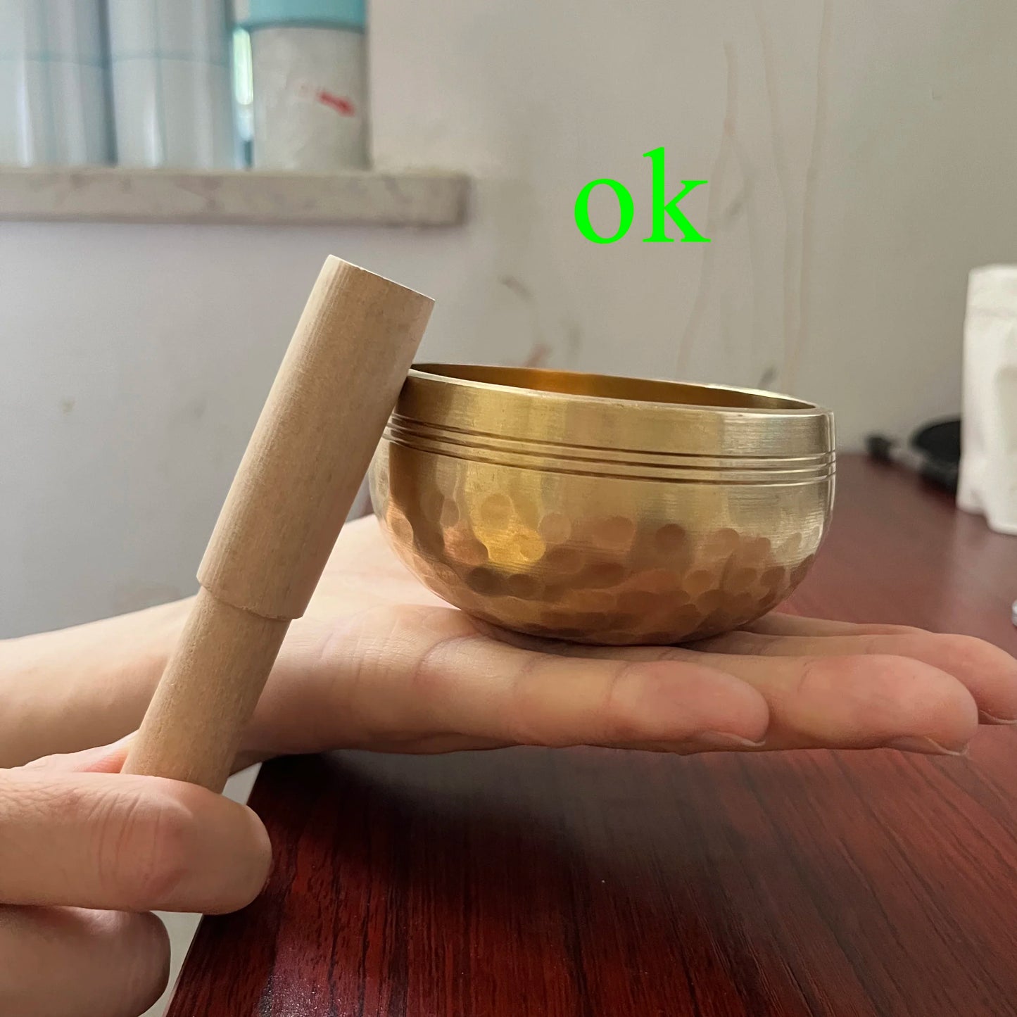 Tibetan Handmade Brass Singing Bowl, Yoga Meditation Bowl for Sound Healing Stress Relief, Buddha Mindfulness Bowl Instrument - AMULET RING STORE