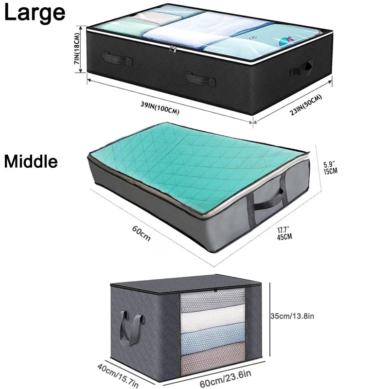 Foldable Under Bed Storage Containers with Clear Window Underbed Toy Organizers and Clothing Storage Bags Closet Storage Bins - AMULET RING STORE