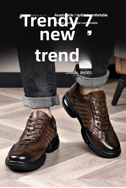 Men's Shoes Original Casual Leather Men Training Wear Resistant Sneakers Outdoor Male Treking Footwear Breathable Lace-up Shoes