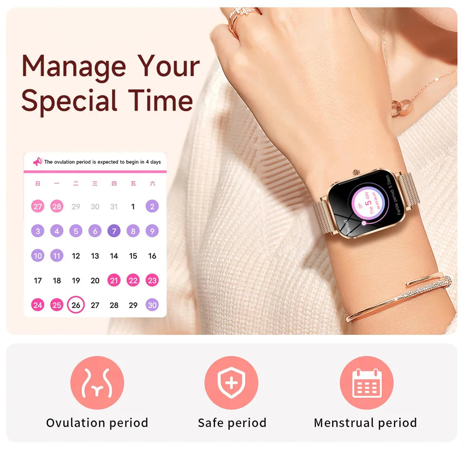 2025 New Xiaomi Fashion Women Smartwatch AMOLED HD Screen Heart Rate Blood Oxygen Monitoring BT Call Sports Smartwatch Woman