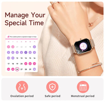 2025 New Xiaomi Fashion Women Smartwatch AMOLED HD Screen Heart Rate Blood Oxygen Monitoring BT Call Sports Smartwatch Woman