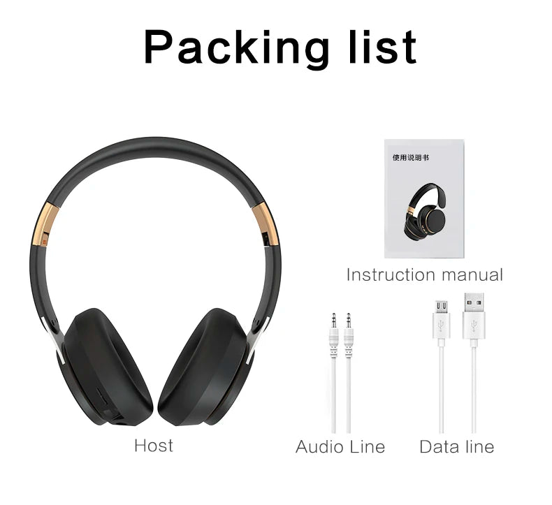 Headphones Bluetooth Wireless Headsets With Mic Music Gaming Sports Earpieces Great Bass Earphones Foldable Support TF SD-Card