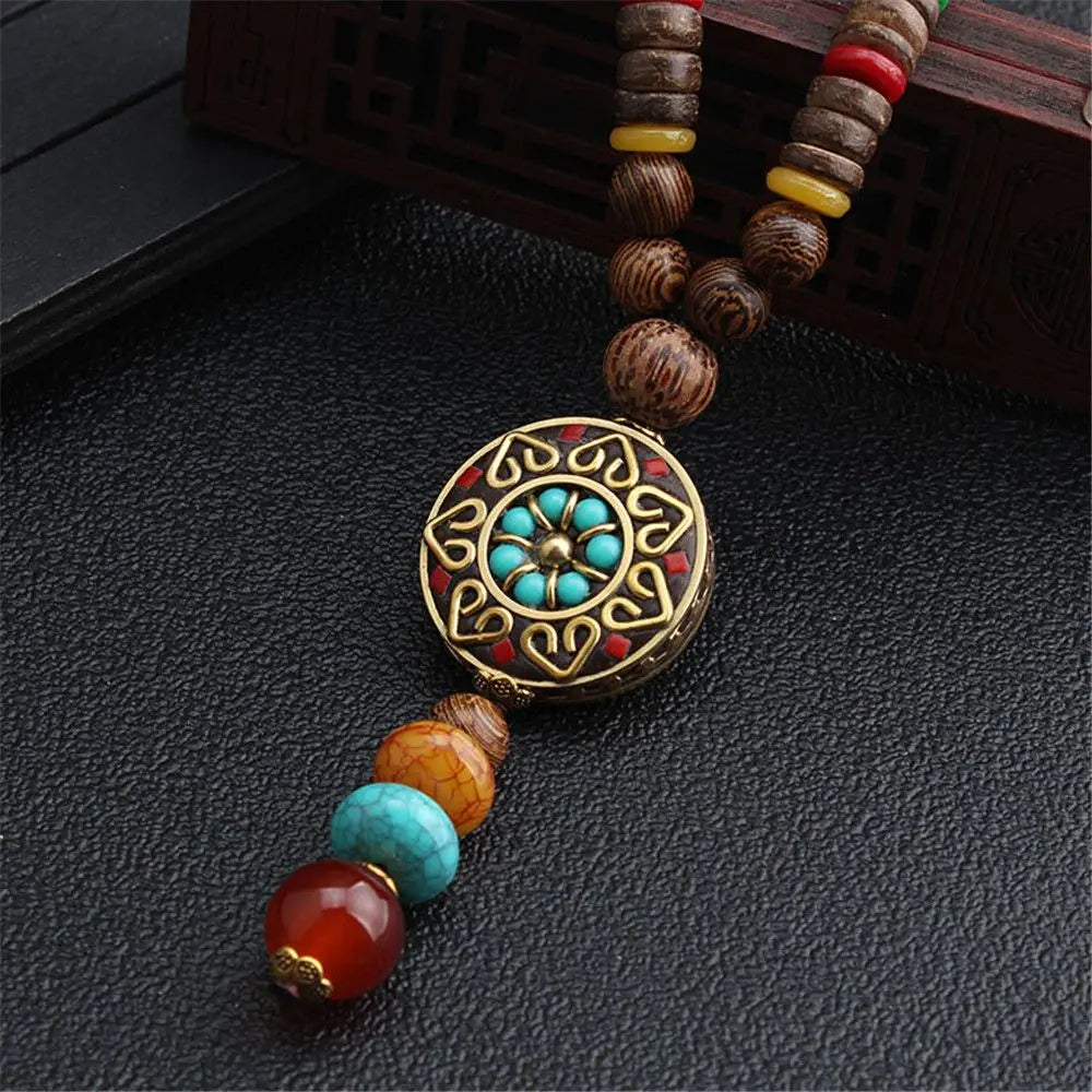 Fashion Long Sweater Pendant Chain Wooden Beaded Tassel Boho Bohemian Necklace Jewelry Nepal Wood Beads Pendant Necklace