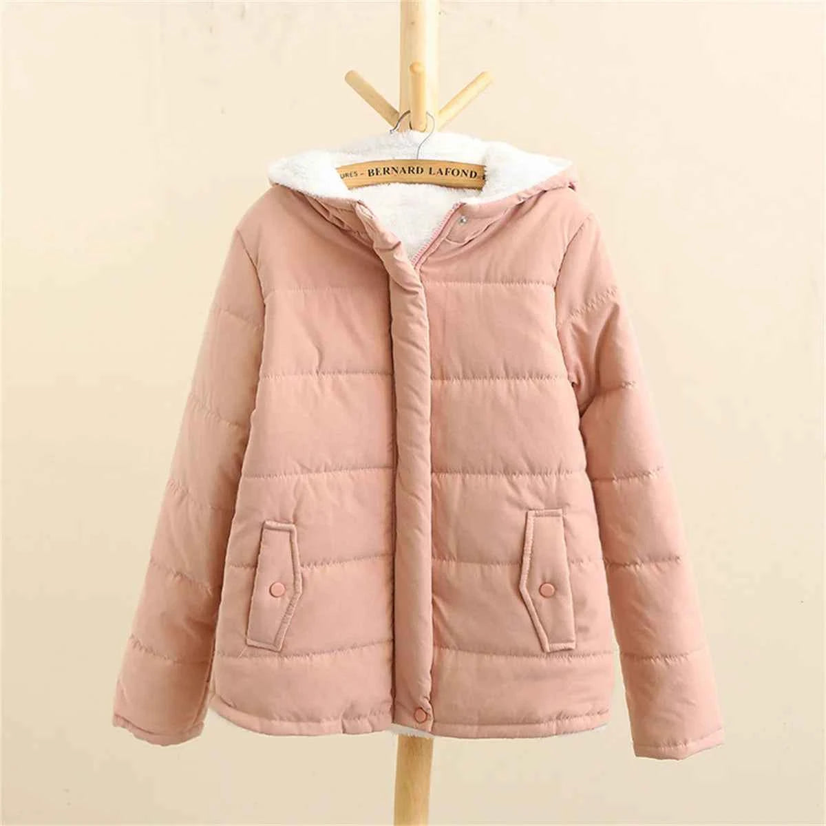Women Autumn Winter Padded Coat Zip Up Long Sleeve Korean Hooded Jacket Fashion Solid Warm Clothes Casual Outfit Coats Street