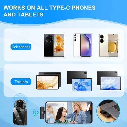 PULUZ 2.4G Wireless Lavalier Microphone Live Broadcast Gaming Microphone For iPhone Type-C Android Camera Audio Video ForYouTube