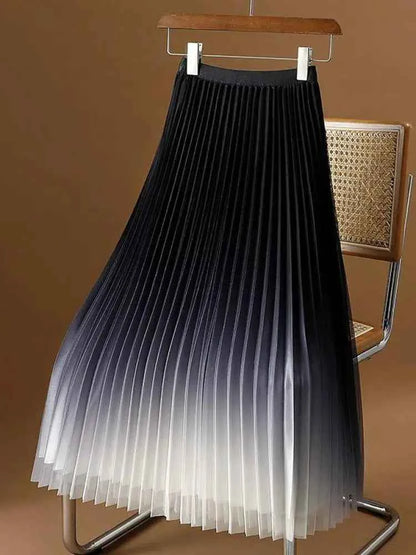 2023 Summer Tulle Mesh Gradient Skirt High-end High Waist Long Skirt Elegant Evening Party Sexy A-line Pleated Skirts Women Boho