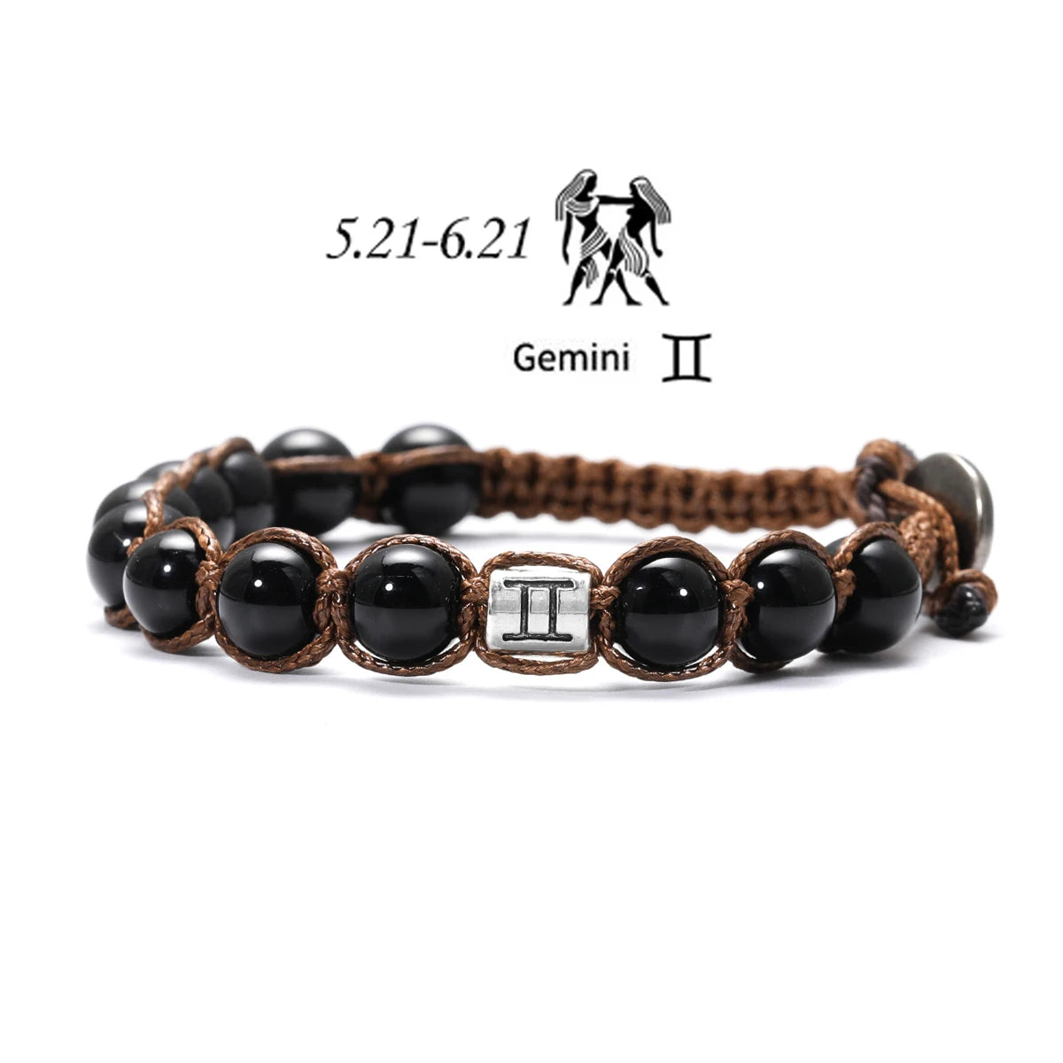 12 Zodiac Natural Stone Obsidian Hand-Woven Bracelets Cancer  Pisces Men's Bracelets Couples Friendship Jewelry pulseras hombre