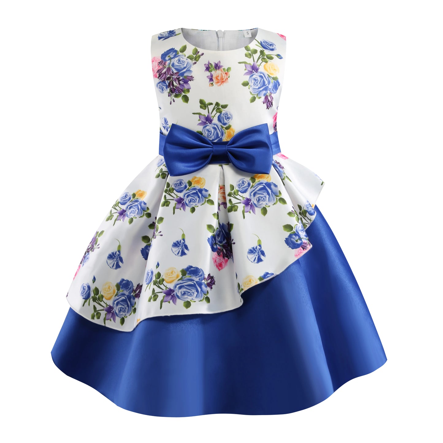 2025 New Girls' Dress - Sleeveless Bow Peplum Dress - Lace Princess Dress - National Day Party Children's Dress