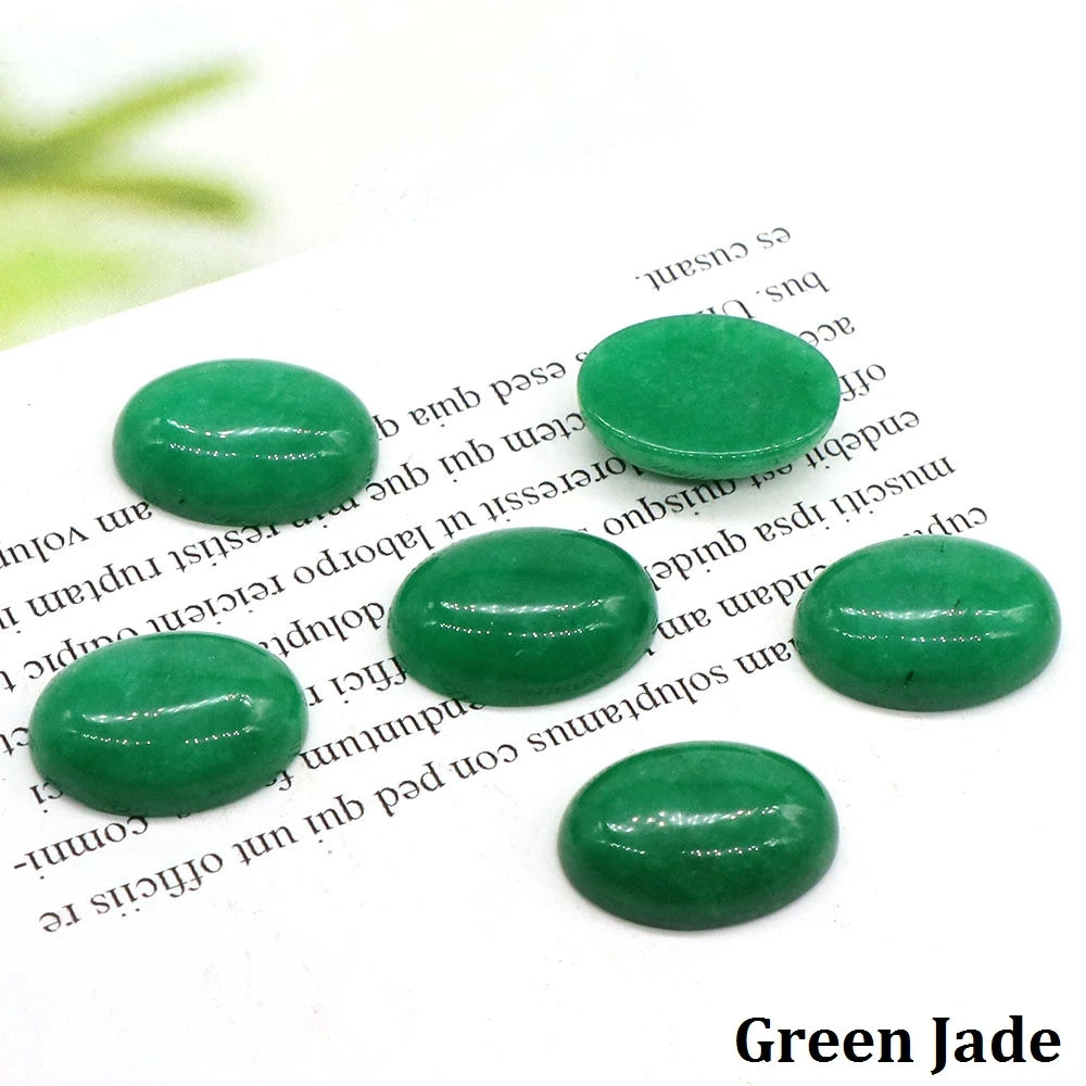 5pcs/Lot Natural Crystals Stone Oval Cabochon Beads Flat Back Cab Cameo DIY Ring Pendant Necklace Jewelry Making Accessories