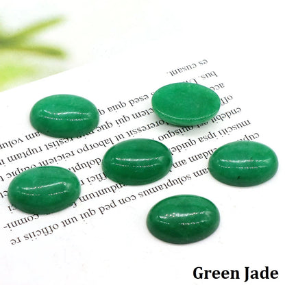 5pcs/Lot Natural Crystals Stone Oval Cabochon Beads Flat Back Cab Cameo DIY Ring Pendant Necklace Jewelry Making Accessories