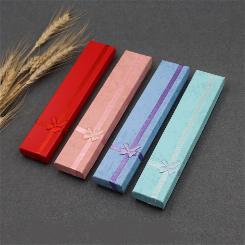 Long Jewelry Necklace Bracelet Box Storage Container Jewellery Box Packaging Bowknot Gift Display Paper Organizer Case Wholesale - AMULET RING STORE