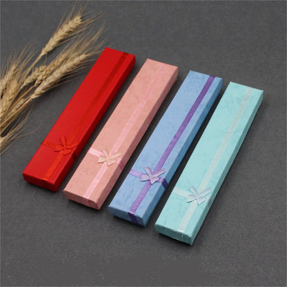 Long Jewelry Necklace Bracelet Box Storage Container Jewellery Box Packaging Bowknot Gift Display Paper Organizer Case Wholesale - AMULET RING STORE