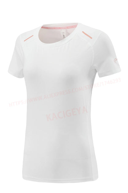 Women Print Running Short Sleeve Slim Elastic Yoga Breathable Mesh Tshirt Female Jogging Training Fashion Solid Fitness Tee - AMULET RING STORE