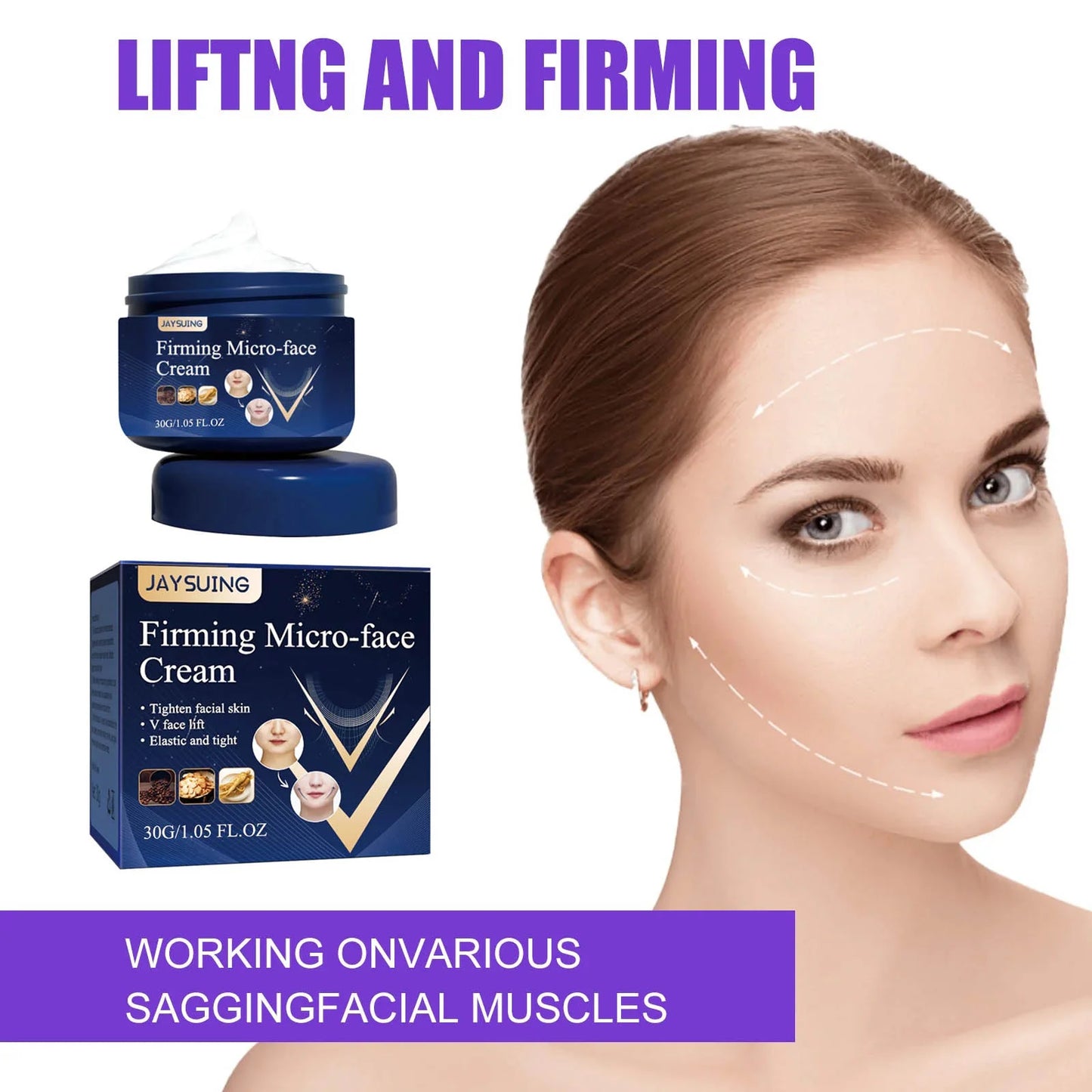 Jaysuing Anti Wrinkle Face Cream Moisturizer Nourishing Skin Improve Puffiness Anti-agi-ng Fade Fine Lines V Face Firming Cream - AMULET RING STORE