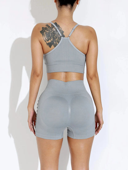 2PCS Yoga Set Women Push Up Bra Shorts Yoga Set Tracksuit Workout Overalls Fitness Gym Sport Outfits Sportswear Athletic Wear