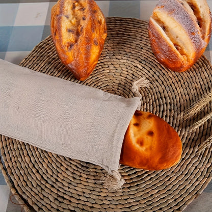 1/6pcs Reusable Linen Bread Bag Baking Storage Container for Toast Unbleached Preservation Bag with Drawstring Kitchen Organizer - AMULET RING STORE