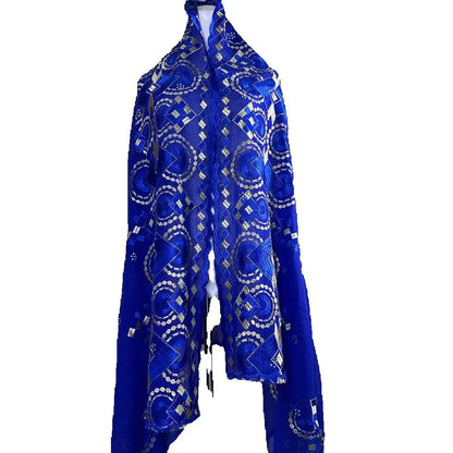 Sale 2025 New Dubai Islam Embroidered Shawl Soft Wool Jersey Hijab for Muslim Women Long Style New African Net for Spring Summer - AMULET RING STORE