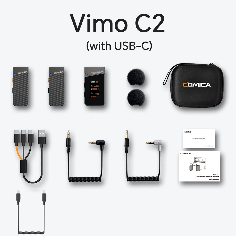 COMICA Vimo C 2.4G Mini Wireless Lapel Microphone with Charging Case, for Smartphone Camera Podcast Interview YouTube Facebook