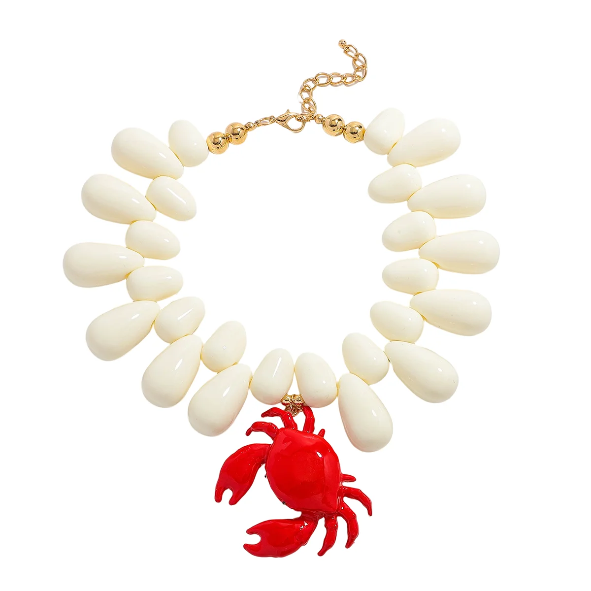2025 New ZAA Lobster Bead Necklace Handmade Crystal Beaded Enamel Jewelry Simple Pendant Necklace Women Beach Vacation Accessory - AMULET RING STORE