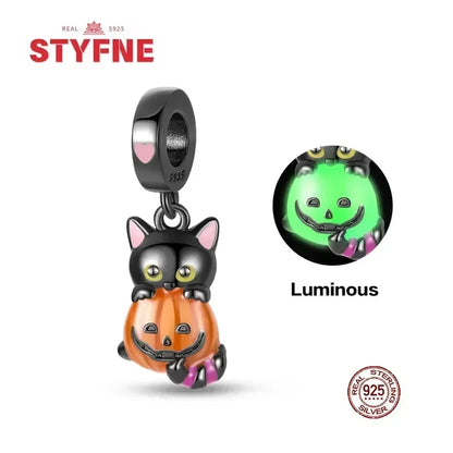 S925 Silver Glow-in-the-dark Firefly Charm Pendant Fit Original Charms Bracelet Gift Beads for Women Diy Fine Jewelry Gifts - AMULET RING STORE