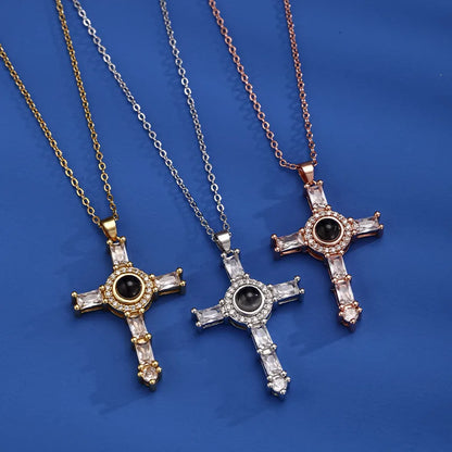 Fashion Projection Necklace Jewelry Personalized Photo Custom Cross Pendant Suitable For Male And Female Couples To Give Gifts - AMULET RING STORE