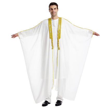 Islam Clothing Men Robe Kaftan Muslim Man Moroccan Casual Long Jubba Thobe Arabic Robe Middle East National Costume Eid Ramadan