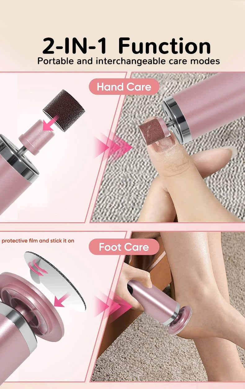 Wireless Electric Foot Callus Remover Machine Rechargeable Pedicure Tool for Dead Skin And Cuticle Removal with Replacement Sand - AMULET RING STORE