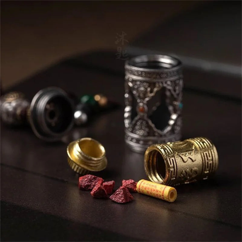 Six Character Great Bright Mantra Rotating Warp Cylinder Pendant Car Keychain For Men Women Jewelry Tassel Budda Beads Accessory