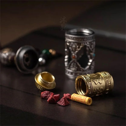 Six Character Great Bright Mantra Rotating Warp Cylinder Pendant Car Keychain For Men Women Jewelry Tassel Budda Beads Accessory