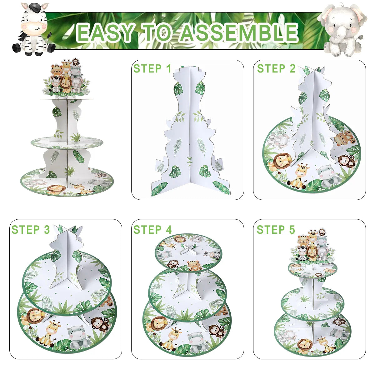 Cake Display Stand Jungle Mermaid Birthday Party Decorations Kids Dessert Holder Cake Tray Butterfly Baby Shower Cupcake Support - AMULET RING STORE