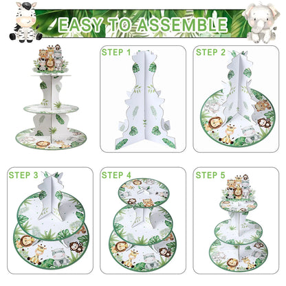 Cake Display Stand Jungle Mermaid Birthday Party Decorations Kids Dessert Holder Cake Tray Butterfly Baby Shower Cupcake Support - AMULET RING STORE