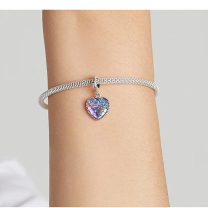 BISAER 925 Sterling Silver Charm Ocean Style Fish Dolphin Mermaid Shell Blue CZ Bead For Necklace&Bracelet DIY Fine Jewelry Gift - AMULET RING STORE