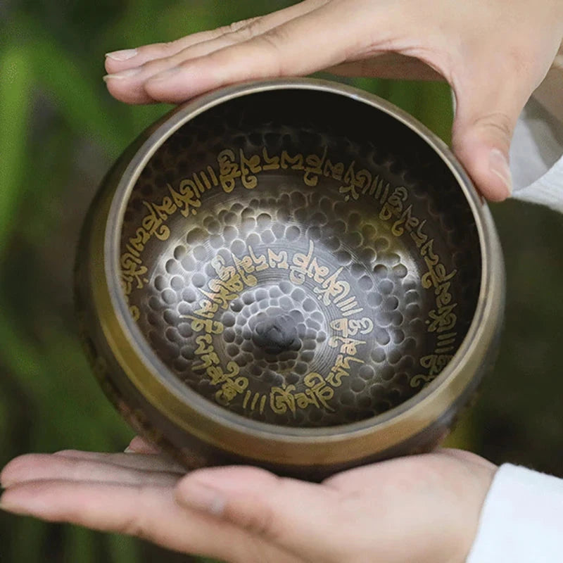 Nepal Handmade Tibetan Bowls Large Brass Singing Bowl Buddhist Meditation Sound Therapy Chakras Healing Sound Bowls Mindfulness - AMULET RING STORE
