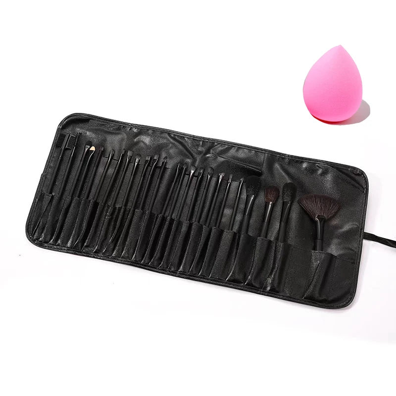 Free Gift Bag and Sponge for 24 pcs Makeup Brush Sets Cosmetics Brushes Eyebrow Powder Foundation Shadows Make Up Tools - AMULET RING STORE