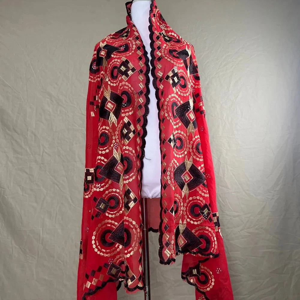 Sale 2025 New Dubai Islam Embroidered Shawl Soft Wool Jersey Hijab for Muslim Women Long Style New African Net for Spring Summer - AMULET RING STORE