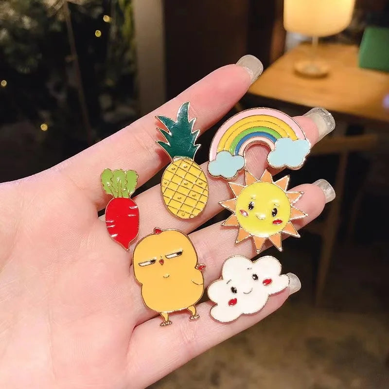 10-100PCS Cute Animal Plant Enamel Pins Random Metal Badges Lapel Brooches Decor Backpack Clothing Hat Bag For Women Kid Jewelry - AMULET RING STORE