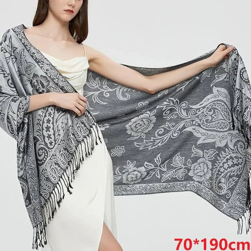 Winter Scarves Design Print Female Foulard Cotton Stoles Scarf Autumn Cashmere Pashmina Shawl Lady Luxury Brand Wrap Warm XWJ101