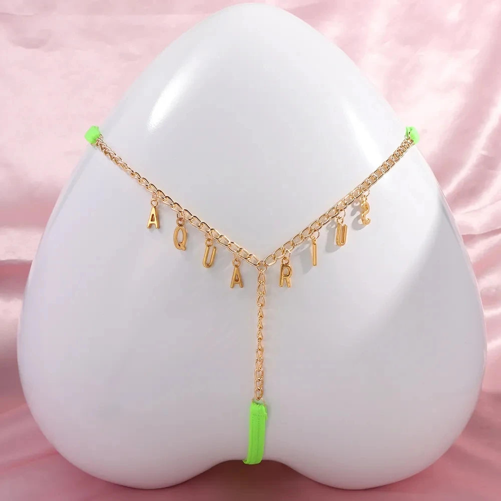 Customize Letter Name Thong Sexy Women Tanga Panties Metal Waist Body Chain G-String Big Butt Briefs Personalized Underwear Gift - AMULET RING STORE