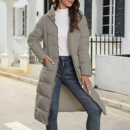 Women's Padded Coat Autumn Winter Simple Basics Zipper Long Sleeve Hoodie Daily Long Padded Clothes