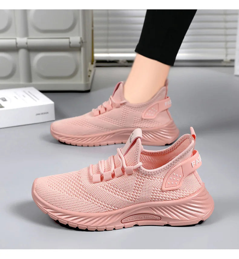 2025 Women's Shoes Summer Women's Shoes Flying woven casual shoes Comfortable breathable women's sneakers - AMULET RING STORE