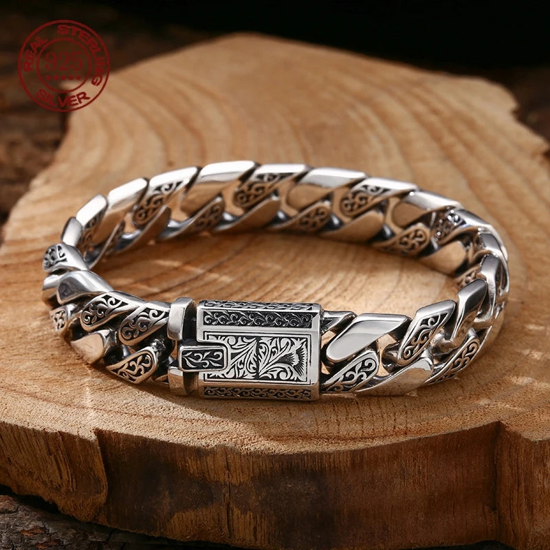 S925 Sterling Silver Timeless Vine Garland Buckle Retro Punk Tank Bracelet Jewelry Creativity Gift Factory Price