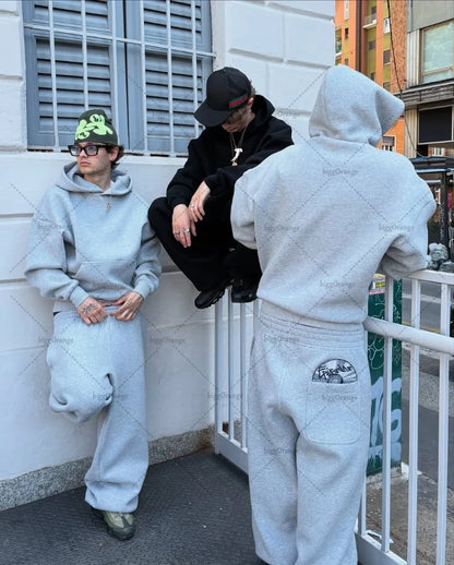 2025 Trendy High Street Retro Casual Streetwear Men's Sports Suit Y2K Harajuku Embroidered Hoodie Women Hip-hop Loose Sweatpants - AMULET RING STORE